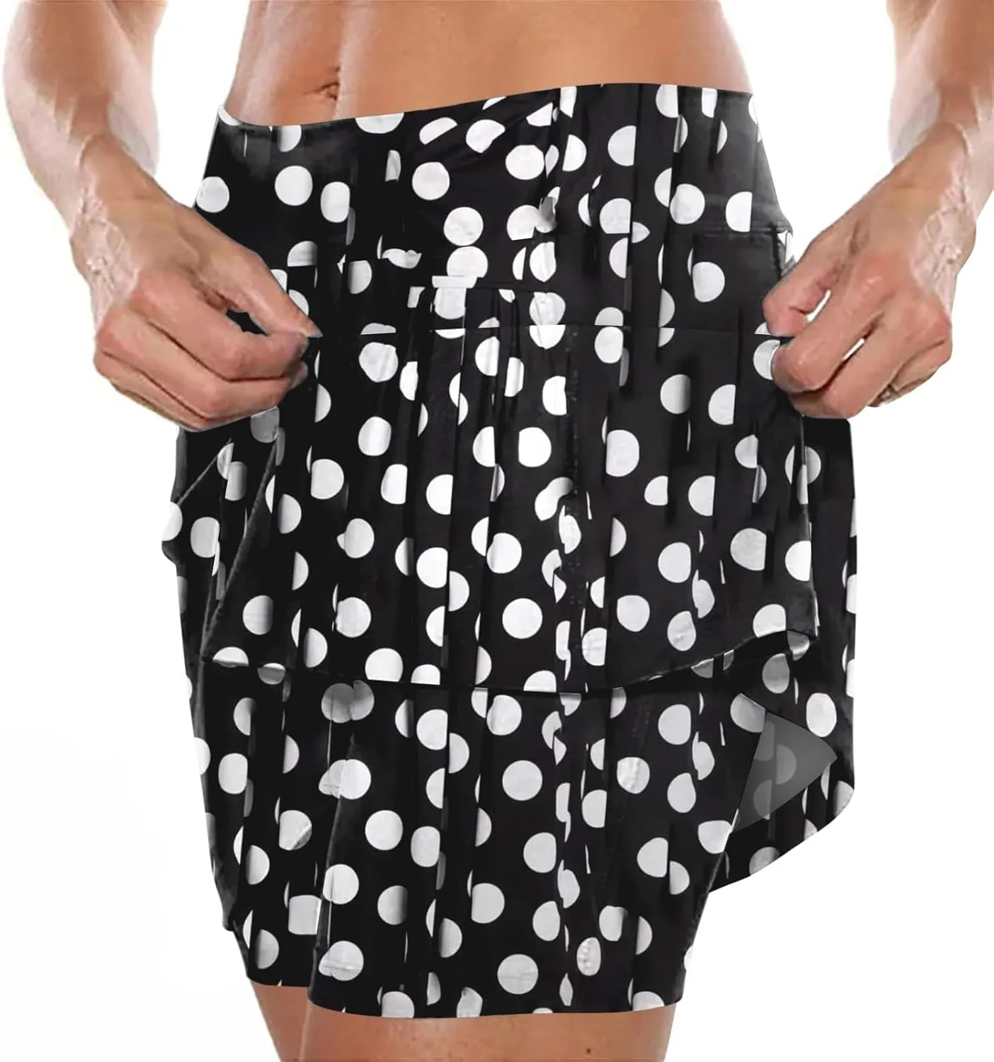 Plus Size Tennis Skirts for Women Athletic Casual Exercise YOG Skort Polka Dot Printed Comfy Golf Running Workout Shorts 2024