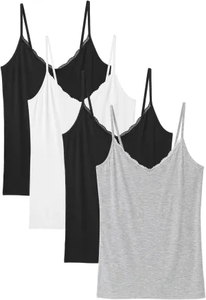 Rosyline V Neck Camisoles for Women Adjustable Lace Cami Undershirt Spaghetti Strap Lace Tank Tops