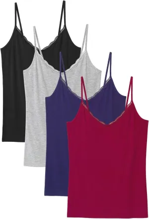 Rosyline V Neck Camisoles for Women Adjustable Lace Cami Undershirt Spaghetti Strap Lace Tank Tops
