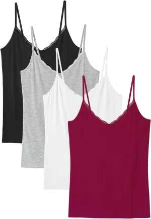 Rosyline V Neck Camisoles for Women Adjustable Lace Cami Undershirt Spaghetti Strap Lace Tank Tops