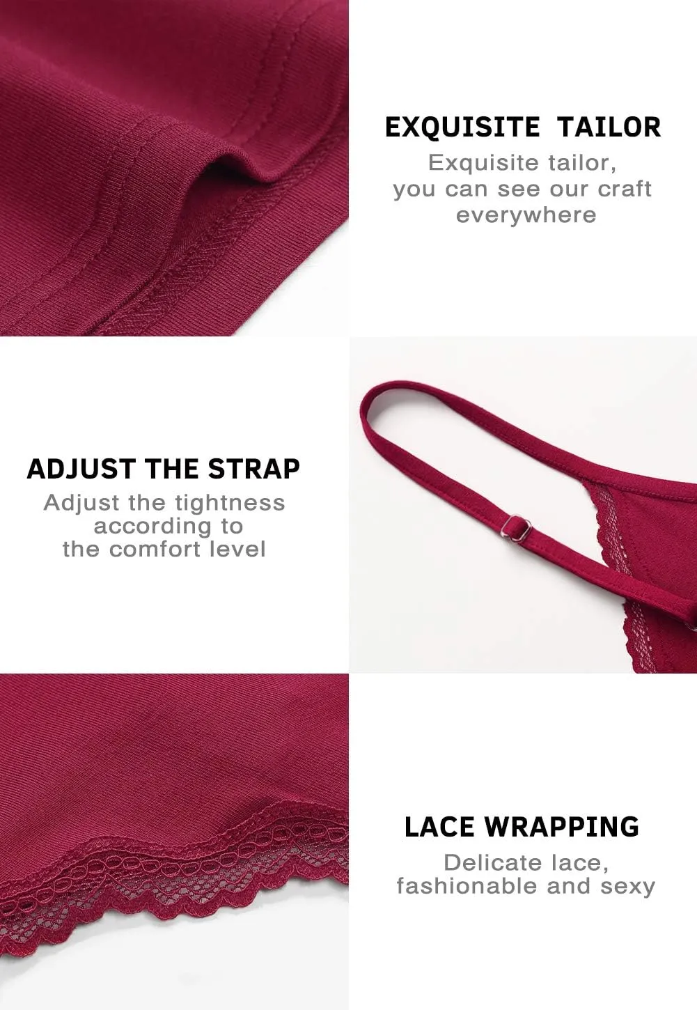 Rosyline V Neck Camisoles for Women Adjustable Lace Cami Undershirt Spaghetti Strap Lace Tank Tops