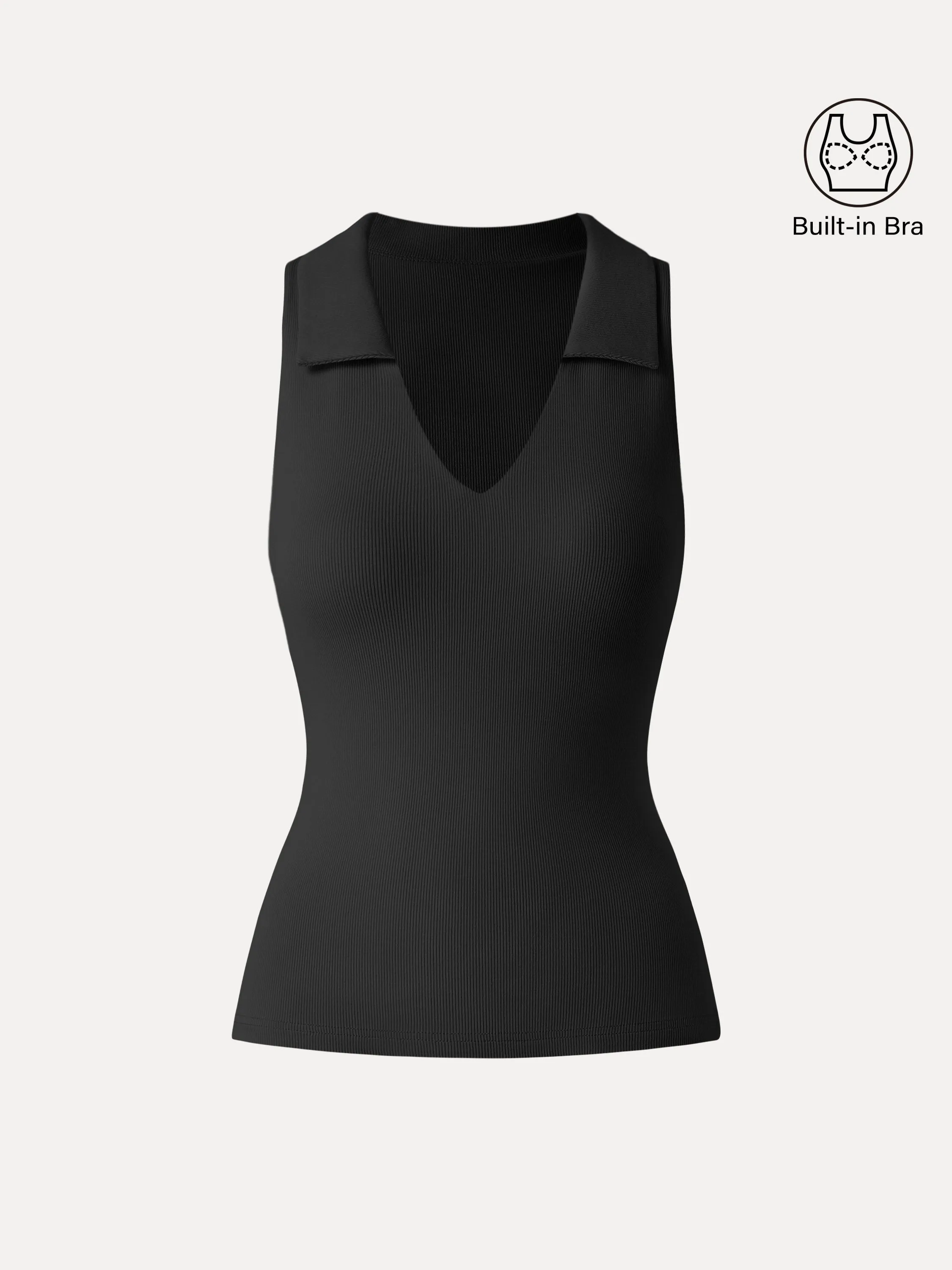 Stretch Cotton V-neck Collared Brami Top
