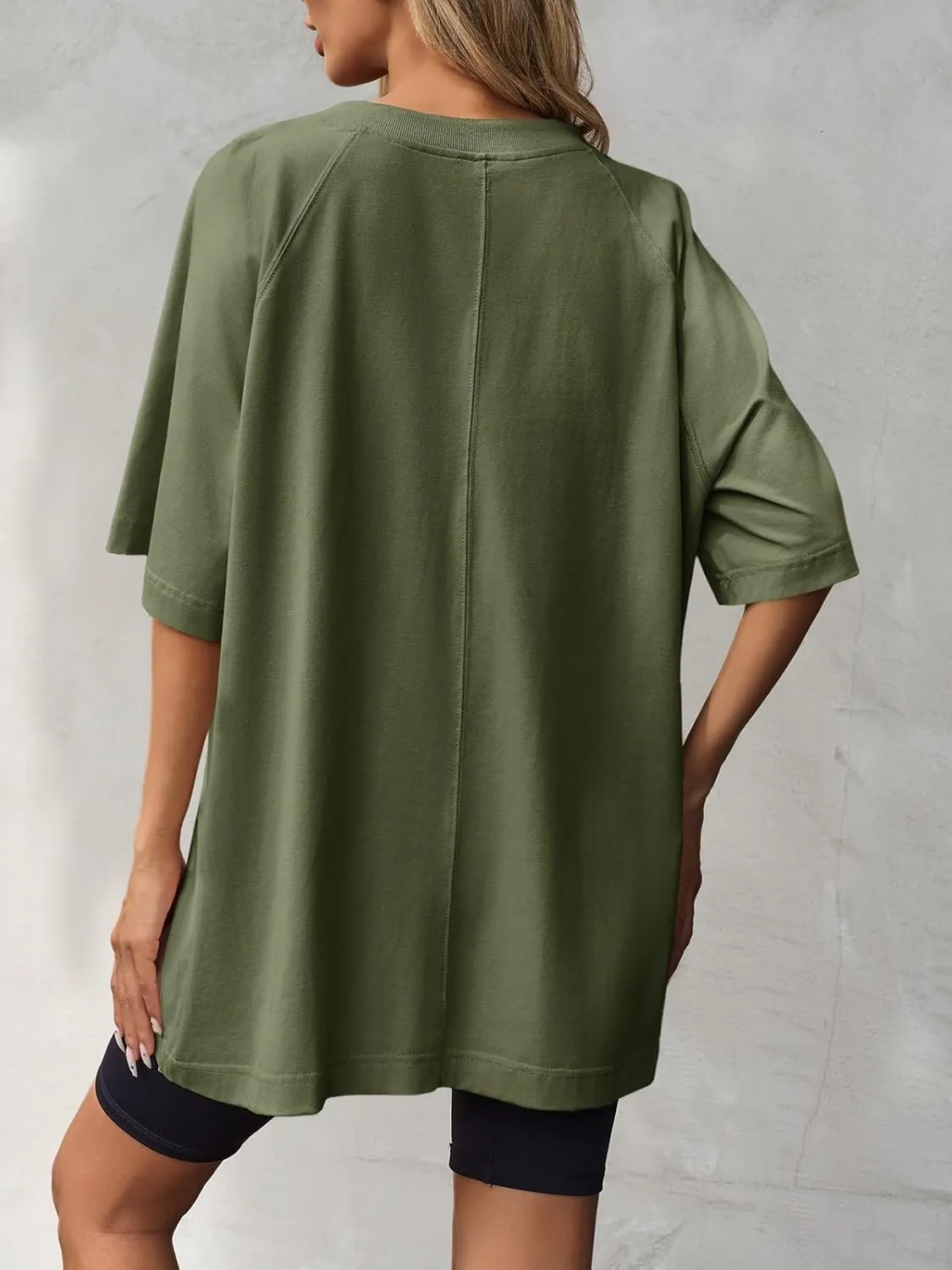 Tankaneo Womens Oversized Tshirts Crew Neck Short Raglan Sleeve Tunic Tops Summer Casual Loose Fit Workout Tee Shirts