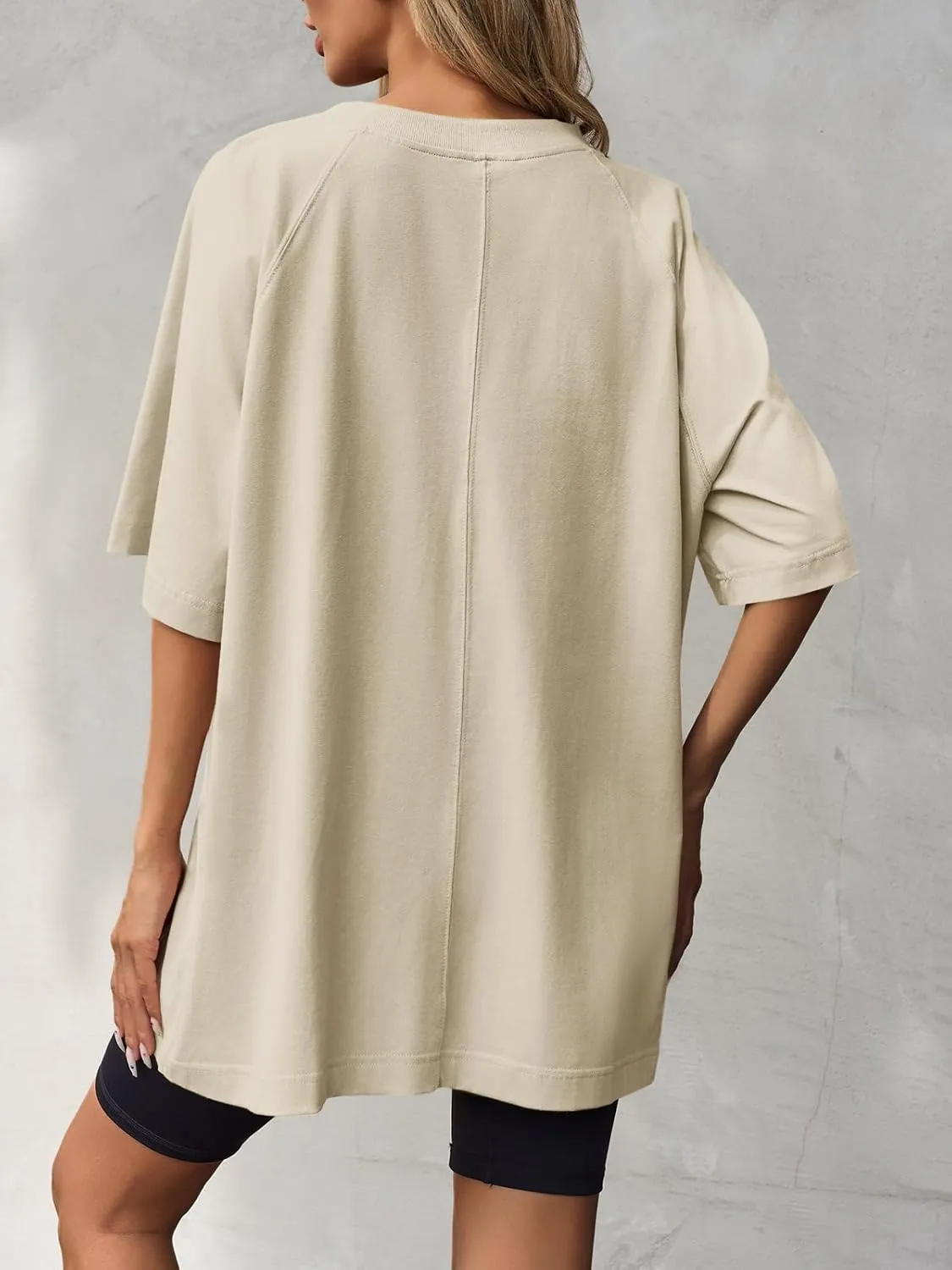 Tankaneo Womens Oversized Tshirts Crew Neck Short Raglan Sleeve Tunic Tops Summer Casual Loose Fit Workout Tee Shirts
