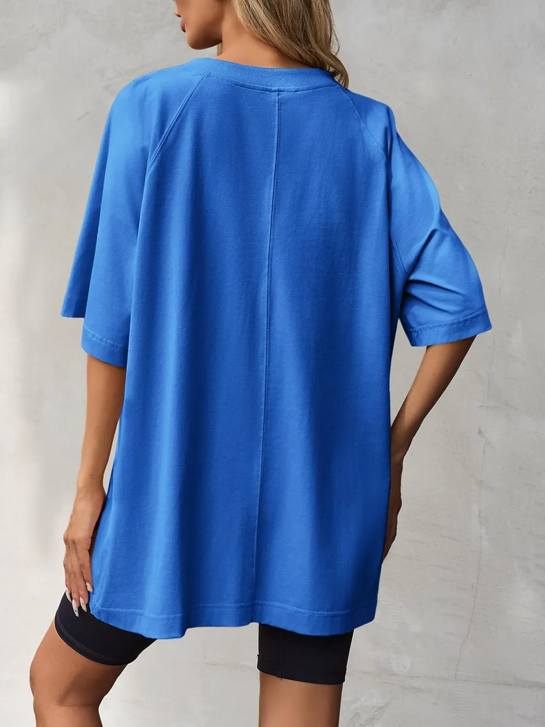 Tankaneo Womens Oversized Tshirts Crew Neck Short Raglan Sleeve Tunic Tops Summer Casual Loose Fit Workout Tee Shirts