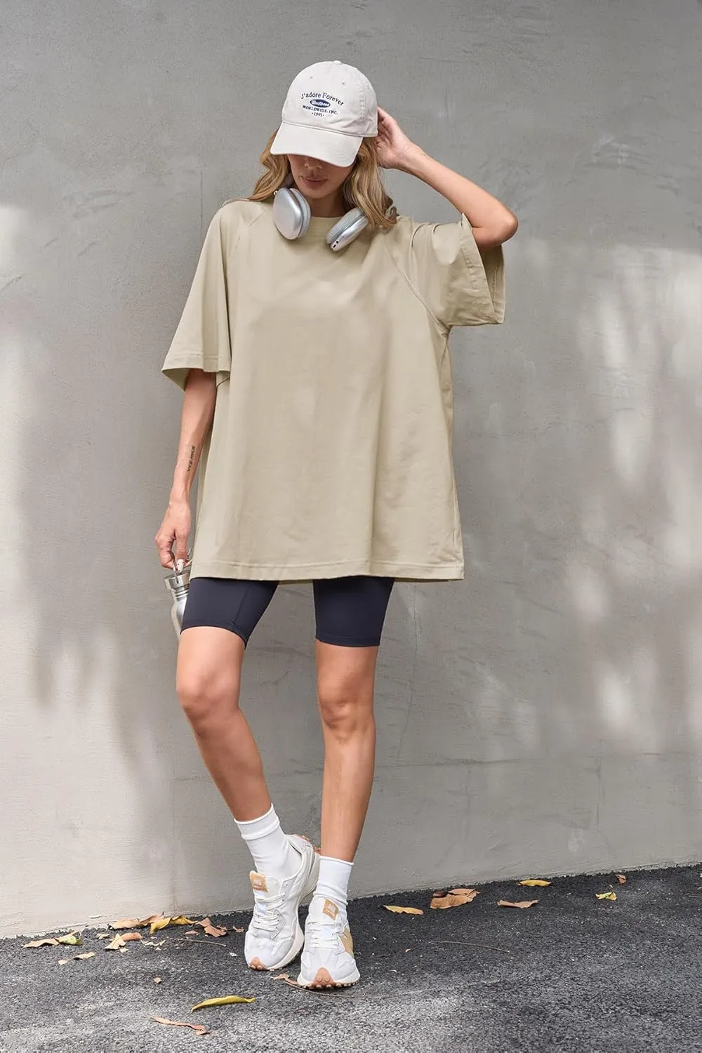 Tankaneo Womens Oversized Tshirts Crew Neck Short Raglan Sleeve Tunic Tops Summer Casual Loose Fit Workout Tee Shirts