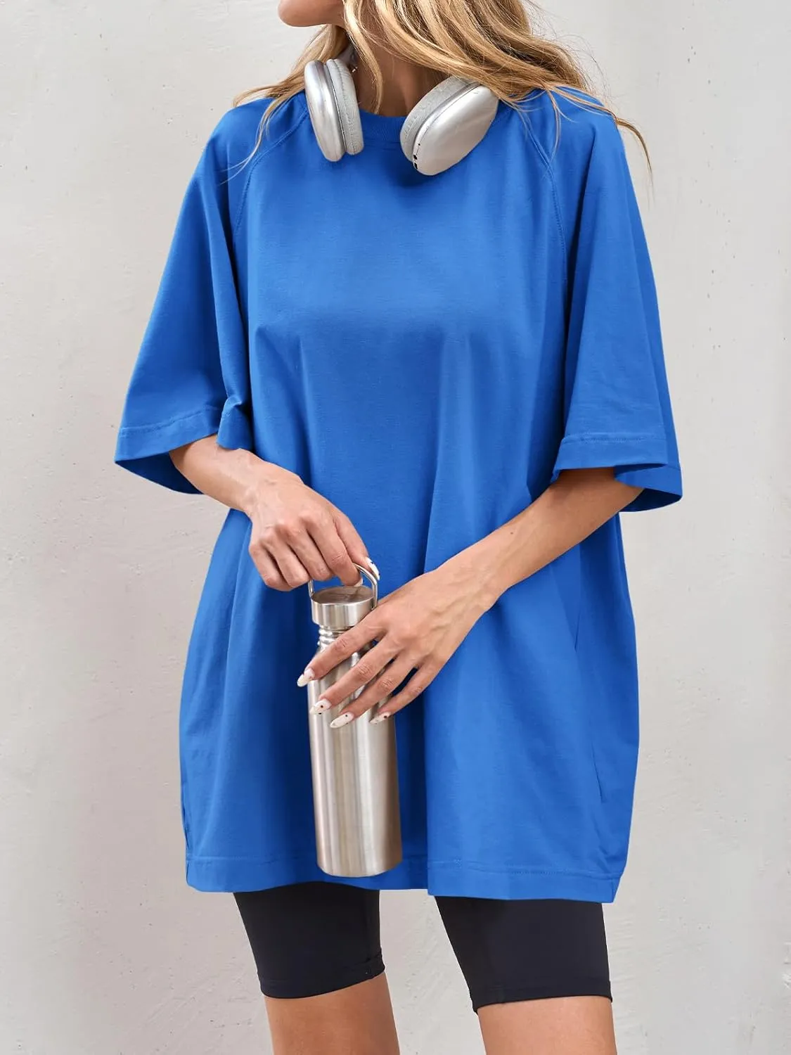 Tankaneo Womens Oversized Tshirts Crew Neck Short Raglan Sleeve Tunic Tops Summer Casual Loose Fit Workout Tee Shirts
