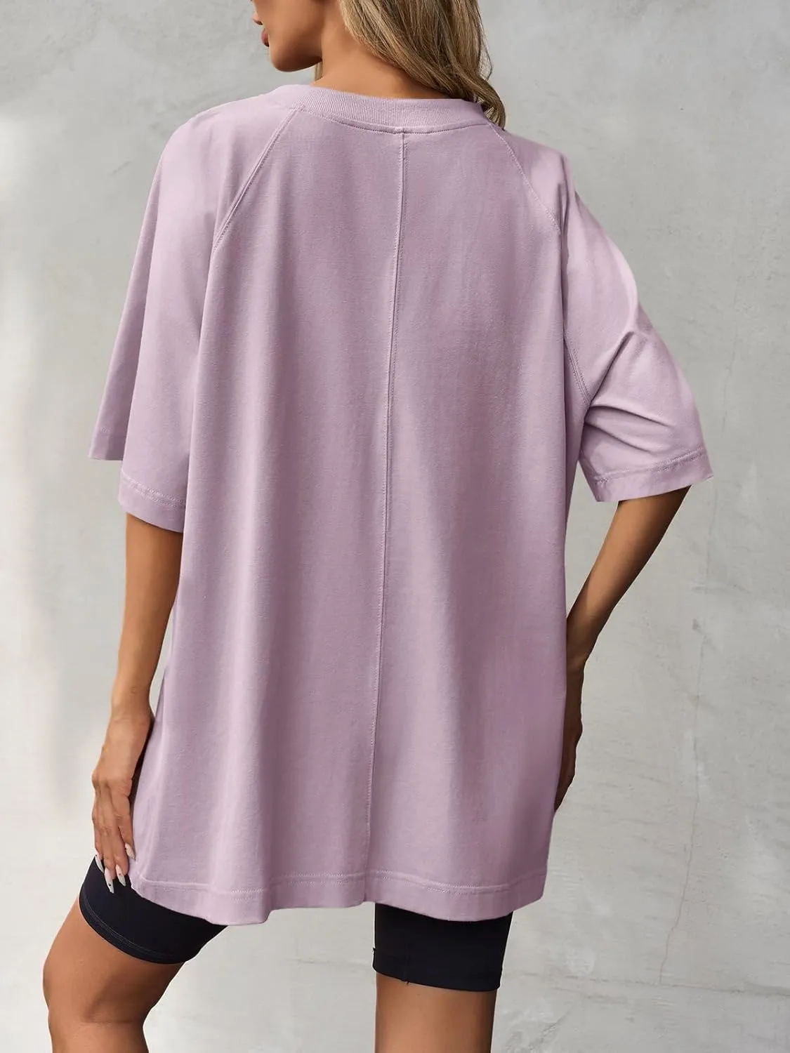 Tankaneo Womens Oversized Tshirts Crew Neck Short Raglan Sleeve Tunic Tops Summer Casual Loose Fit Workout Tee Shirts