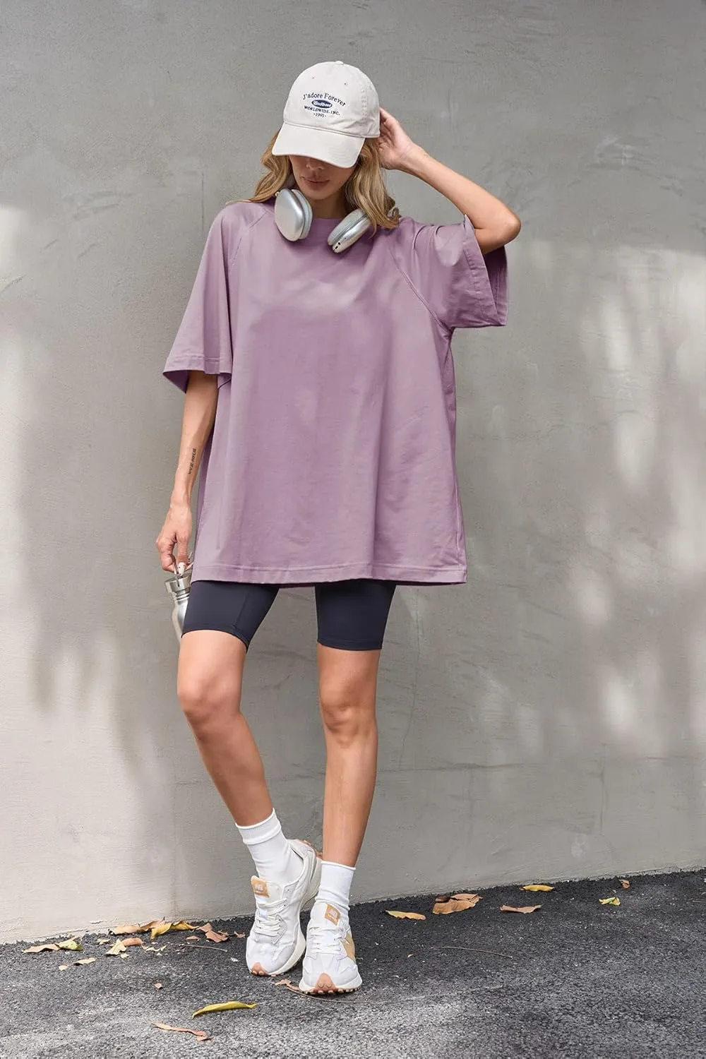Tankaneo Womens Oversized Tshirts Crew Neck Short Raglan Sleeve Tunic Tops Summer Casual Loose Fit Workout Tee Shirts