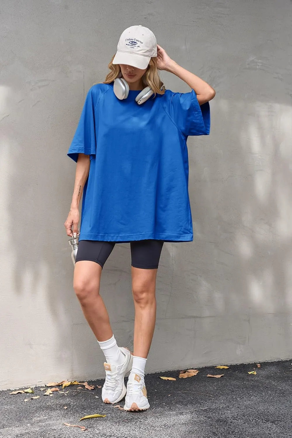 Tankaneo Womens Oversized Tshirts Crew Neck Short Raglan Sleeve Tunic Tops Summer Casual Loose Fit Workout Tee Shirts
