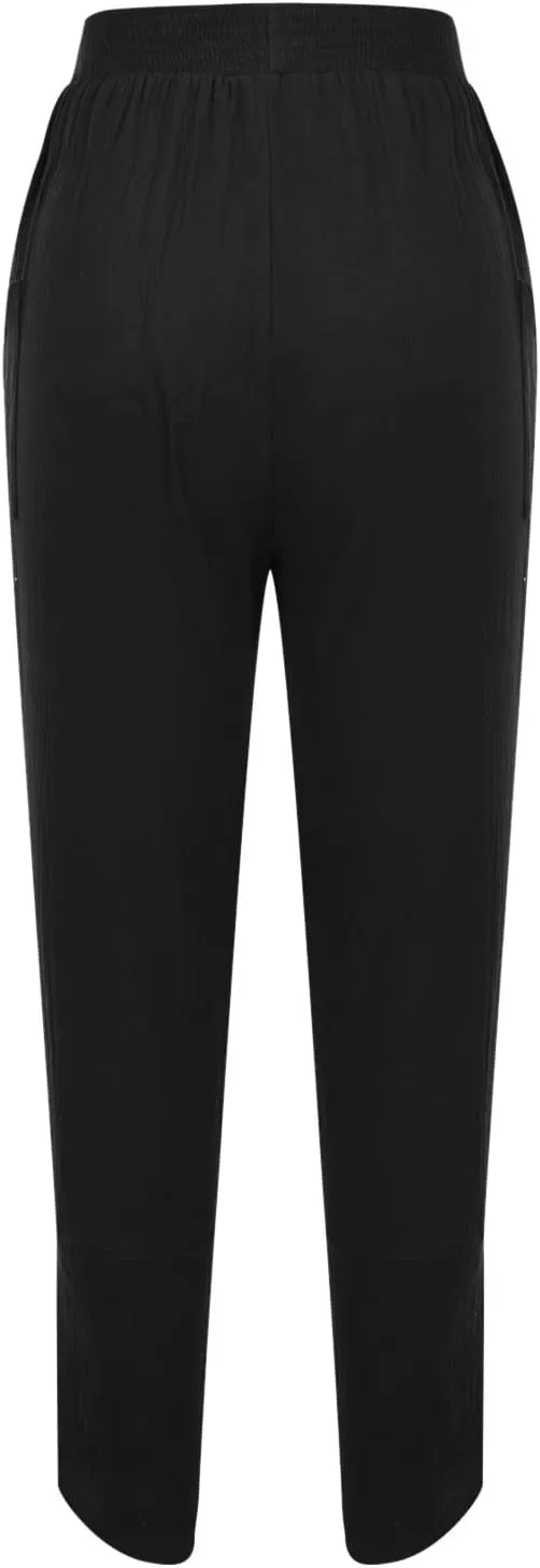 tuduoms Women's Linen Tapered Pants Comfy Casual Cropped Elastic Waist Beach Trousers Summer Lightweight Baggy Harem Pants