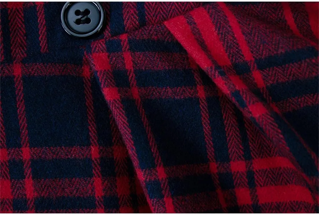 Vintage High Waist Plaid Pleated Midi Skirt for Women - Slim Fit Casual Party Skirt in Red Plaid