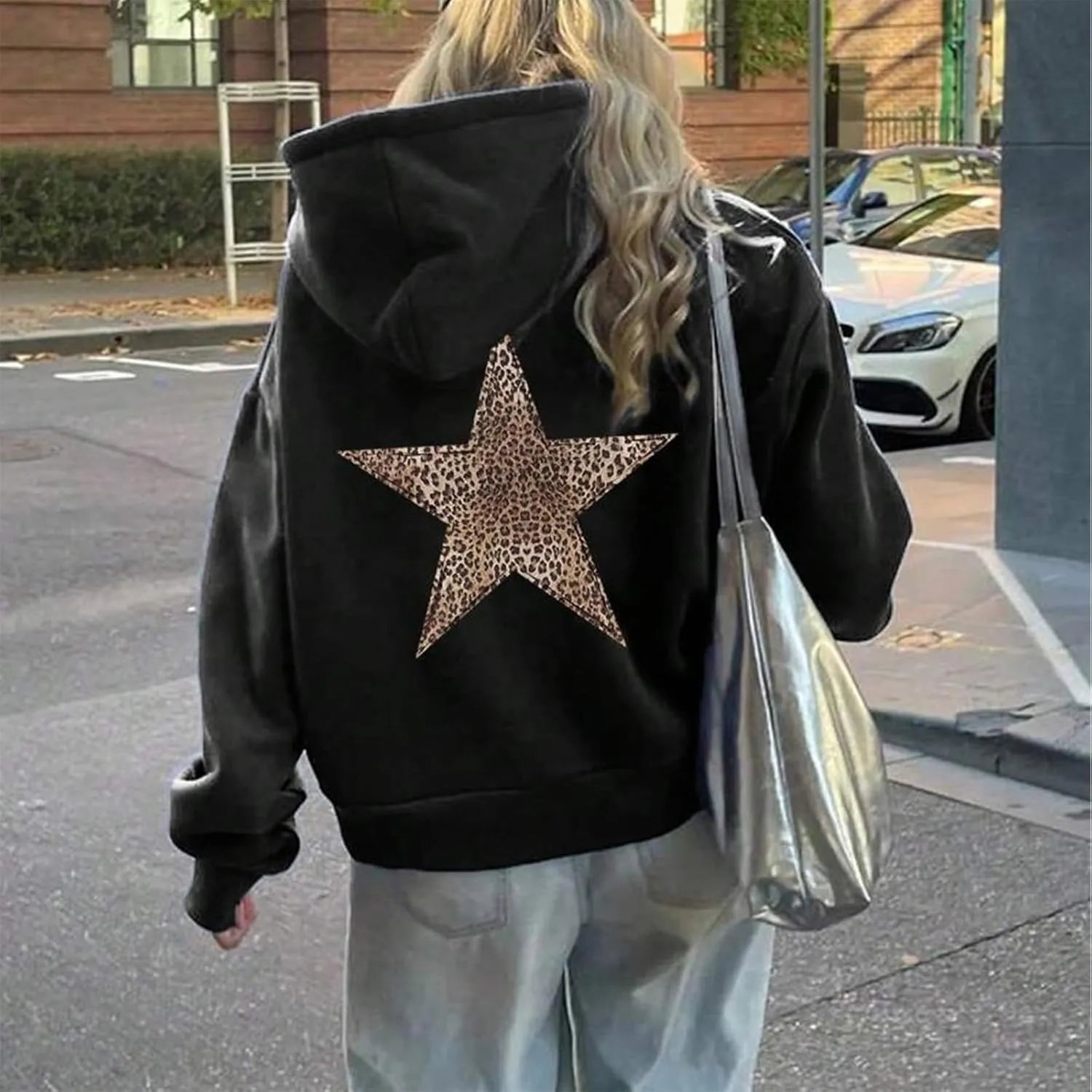 Women Oversized Graphic Hoodie Y2k Teen Girls Preppy Sweatshirt Long Sleeve Hooded Pullover Top Loose Aesthetic