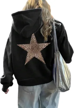 Women Oversized Graphic Hoodie Y2k Teen Girls Preppy Sweatshirt Long Sleeve Hooded Pullover Top Loose Aesthetic