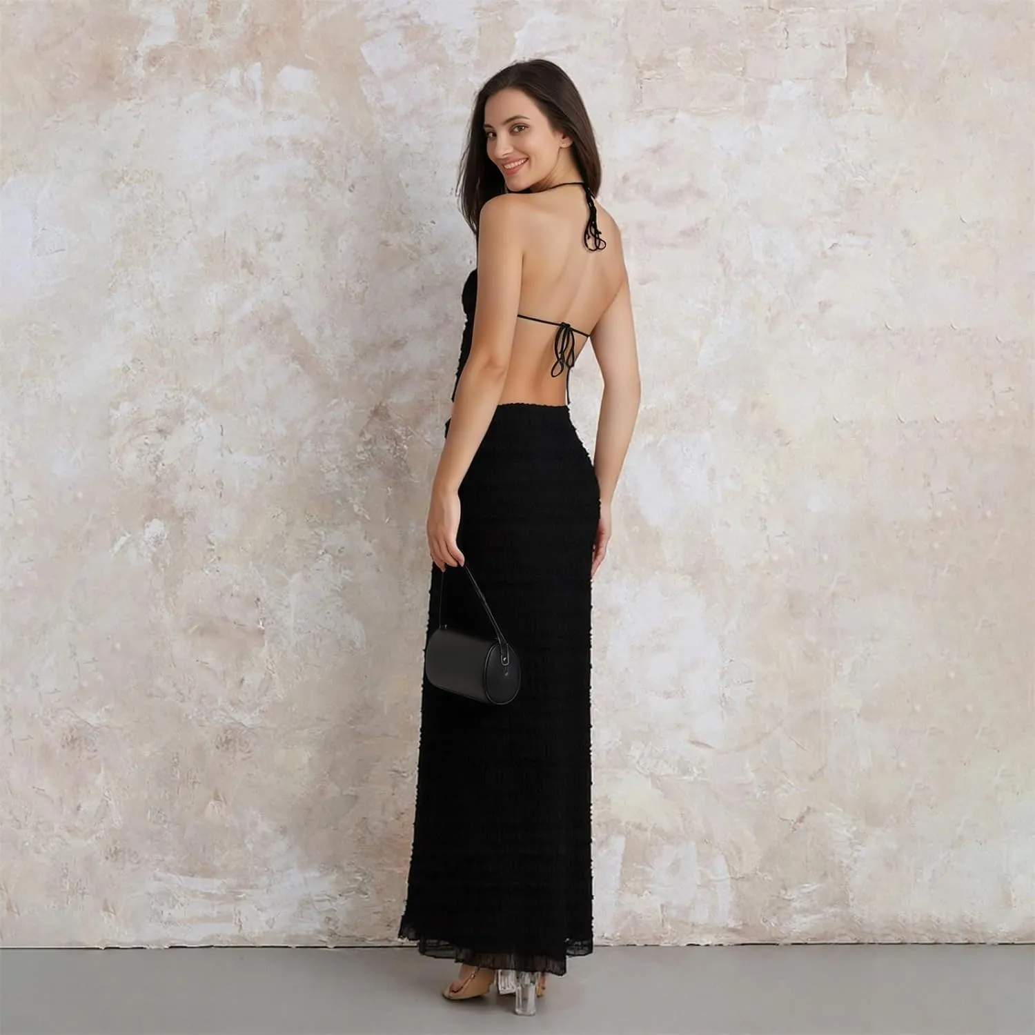 Women Summer Skirts Outfits Tie-Up Spaghetti Strap Backless Camisoles Maxi Skirt Sets Beach Vacation Clothes