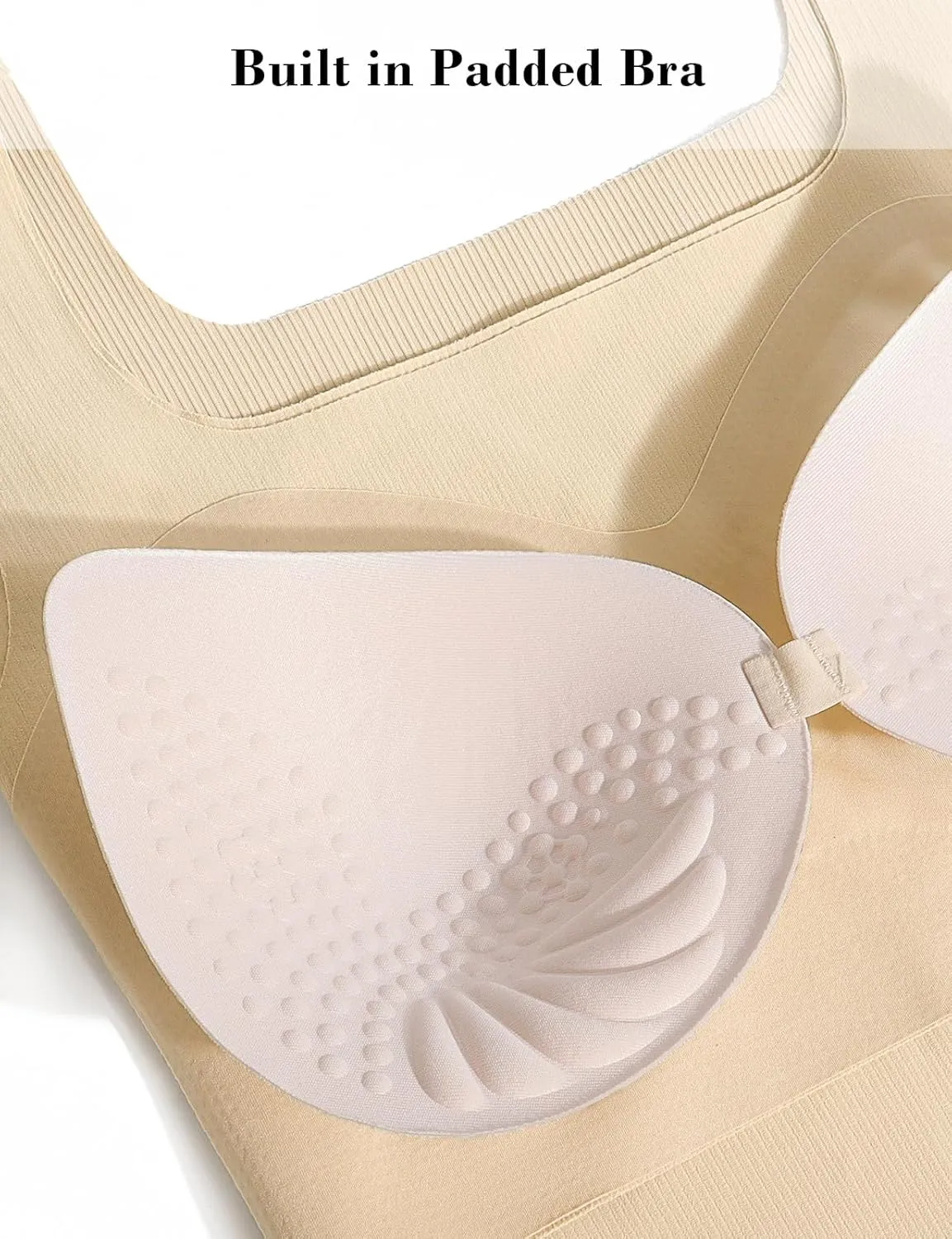 Women Tank Tops with Built in Bra Seamless Camisoles Summer Square Neck Sleeveless Crop Top L-3XL