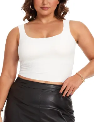 Women Tank Tops with Built in Bra Seamless Camisoles Summer Square Neck Sleeveless Crop Top L-3XL