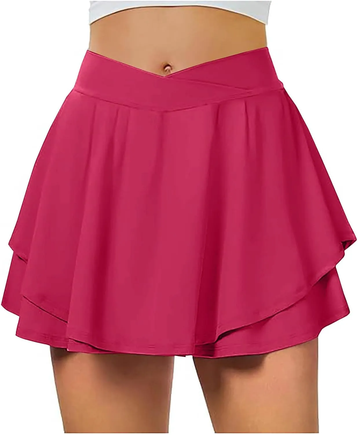Womens Athletic Skirts Tennis Golf Shorts Criss Cross Waist High Waisted Flowy Pleated Skirts Tummy Control Skorts