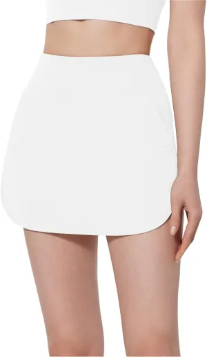 Women's Athletic Tennis Skorts Built-in Shorts Casual High Waisted Solid Color Slim Comfy Active Running Short Pants