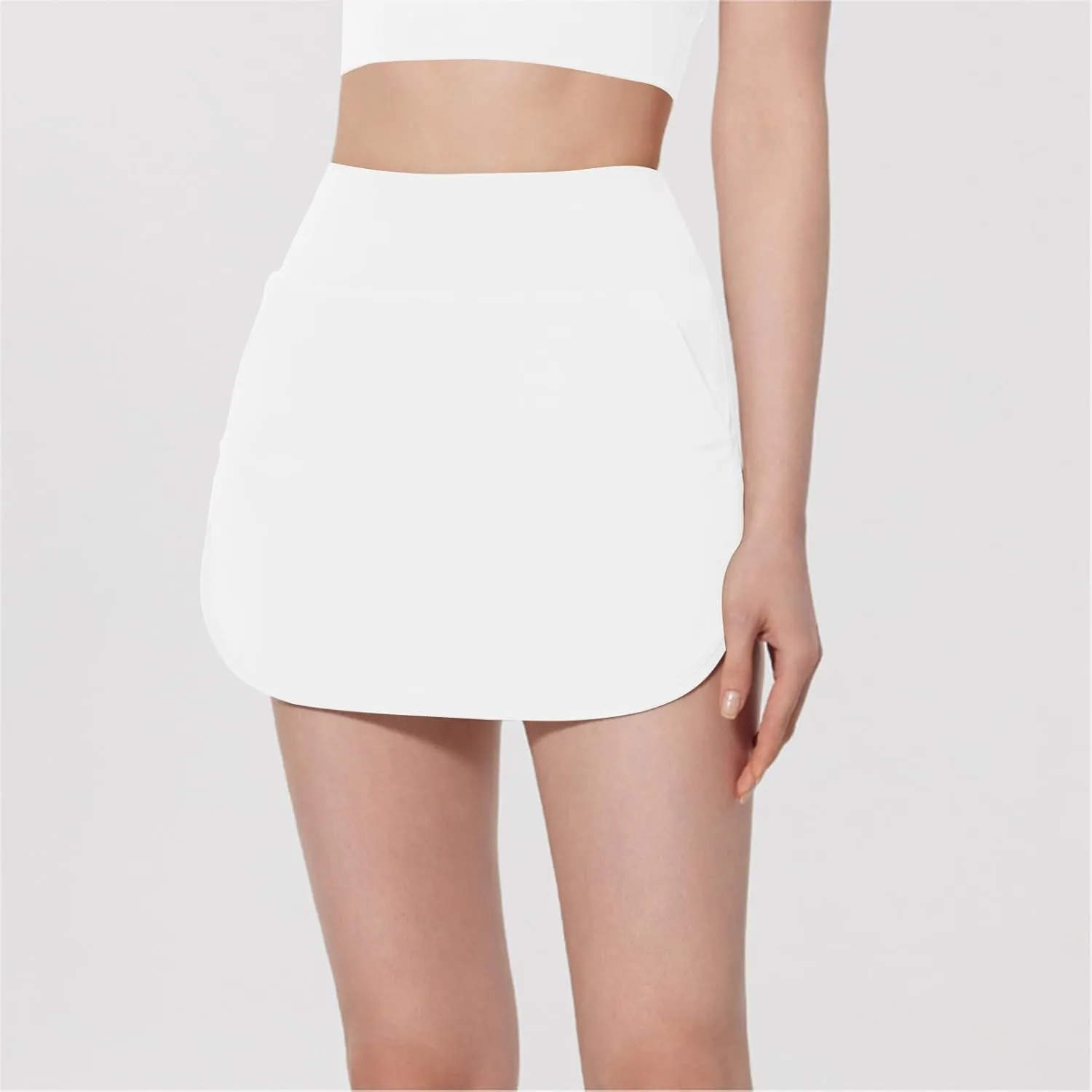 Women's Athletic Tennis Skorts Built-in Shorts Casual High Waisted Solid Color Slim Comfy Active Running Short Pants