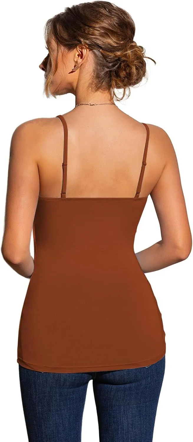 Womens Camisole Tank Top Undershirt Adjustable Spaghetti Strap V-Neck Lace Stretchy Camisoles