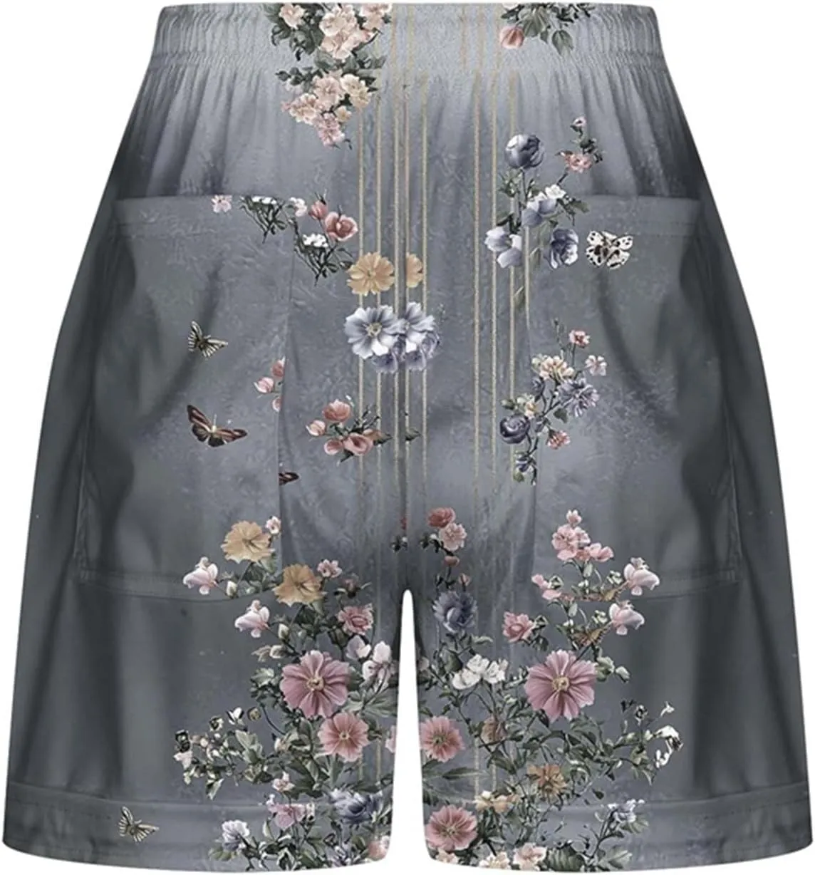 Womens Casual Shorts Fashion Floral Printed Drawstring Elastic Waisted Thin Style Short Summer Loose Comfy Crop Pant