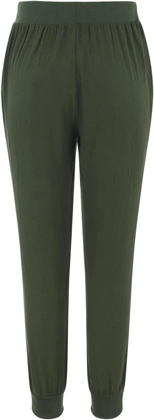 Women's Linen Blend Summer Comfy Palazzo Pants Low Waist Long Lounge Plus Size Palazzo Lounge Pants Office