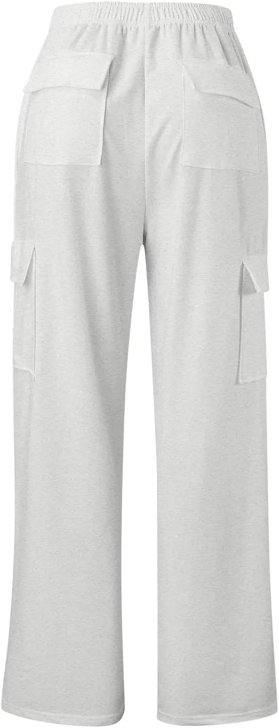 Womens Linen Summer Comfy Palazzo Pants High Waist Baggy Stretchy Plus Size Pant Trousers Office