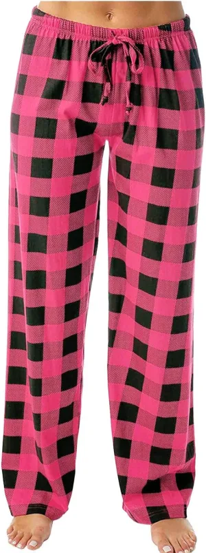 Womens Plaid Pajama Pants Sleepwear Loungewear High Waist Drawstring Long Pants Comfy Trousers Fall Fashion Clothes