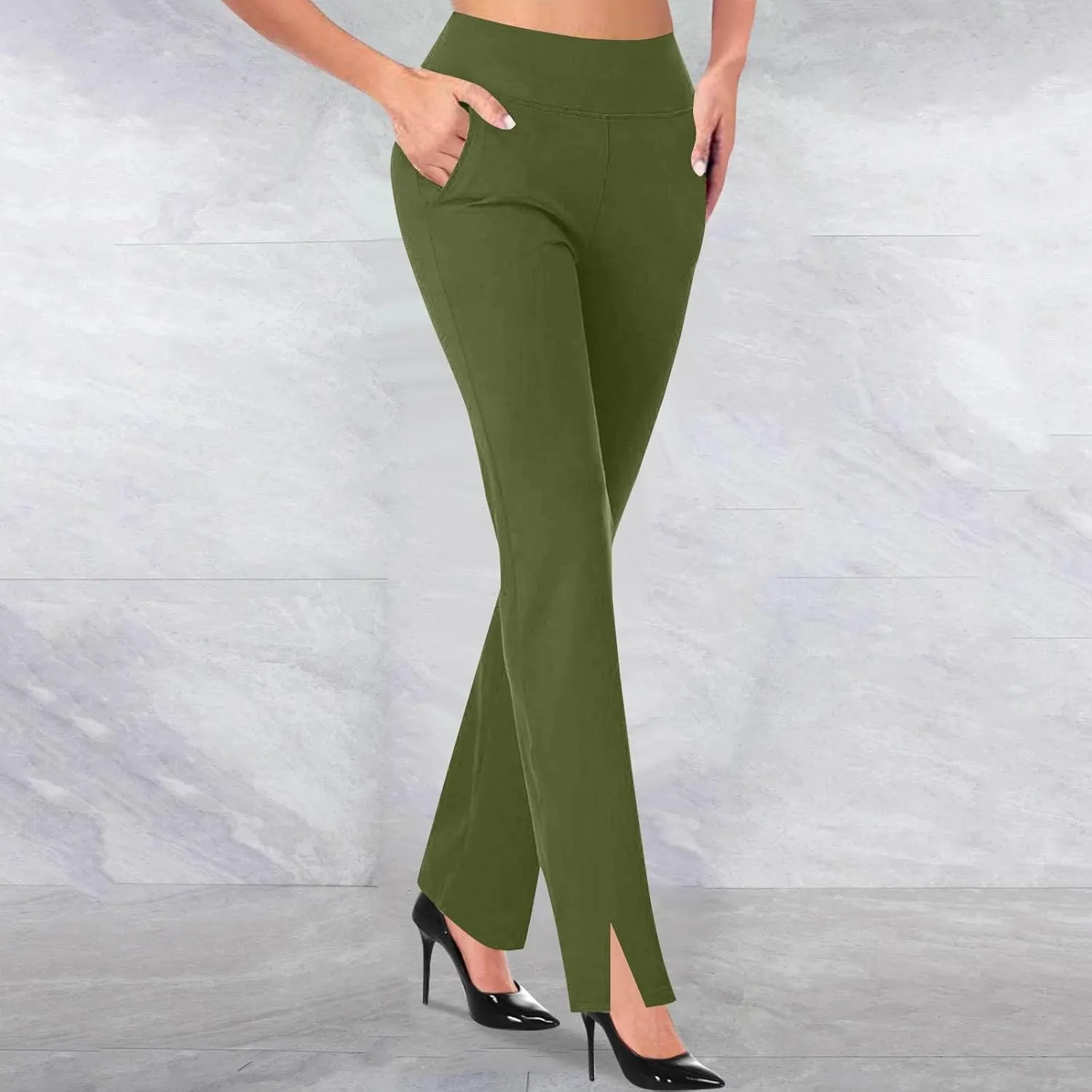 Work Pants for Women 2025 High Waist Stretch Soft Comfy Athletic Workout Yoga Dressy Pants Casual Business Trousers