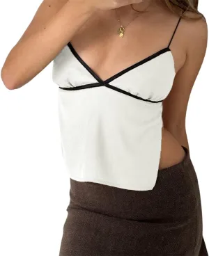WZTYYDS Women Backless Crop Top Sexy Tie Up Spaghetti Strap Camisole Summer Going Out Tops Cute Mini Lacing Vest