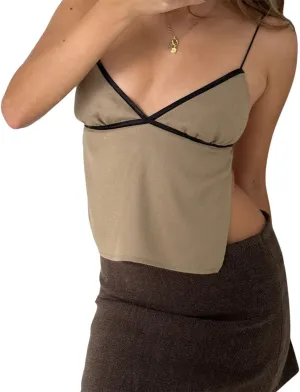 WZTYYDS Women Backless Crop Top Sexy Tie Up Spaghetti Strap Camisole Summer Going Out Tops Cute Mini Lacing Vest